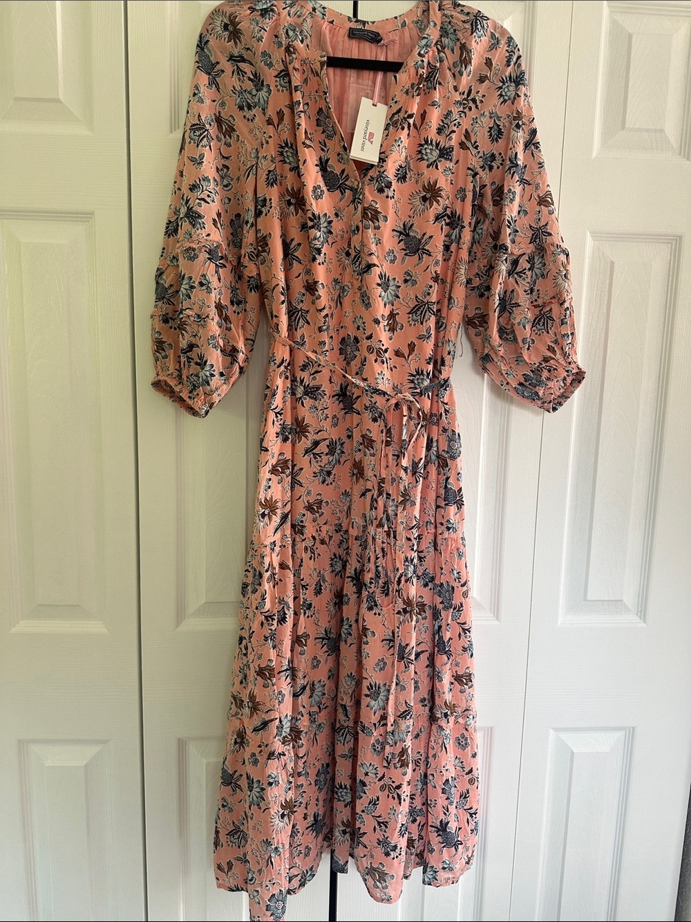 Vineyard Vines Peach Floral Button Front Blouse
